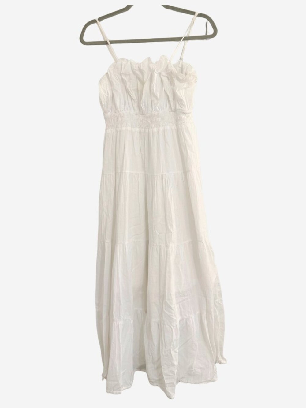 Entro Cotton Gauze Smocked Tiered Maxi Dress Medium